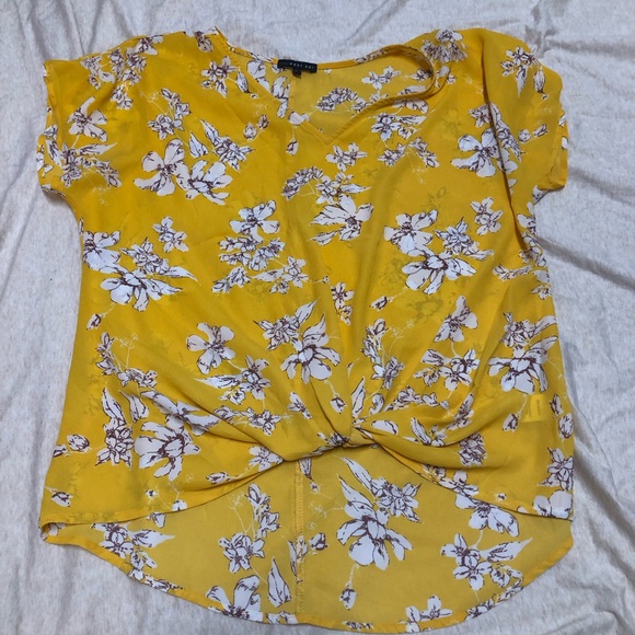 West Kei Tops - West Kei Yellow Floral Blouse